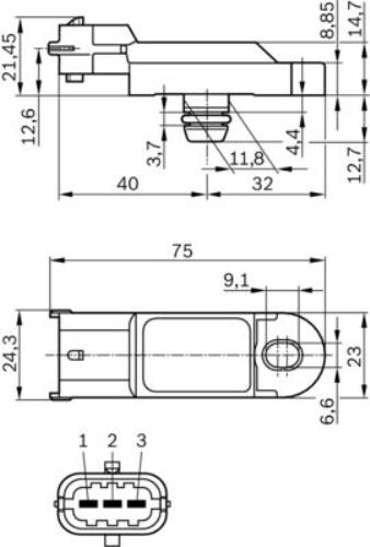 Bosch 5v Map Sensor Pressure Sensor (Fiat Nissan Renault) DS-S3 281002996 - 0281002996DRFRWHCO00MM.jpg