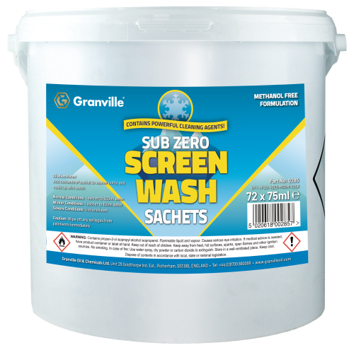 Granville Bucket of 72 x 75ml Sub Zero All Seasons Screenwash Sachet 0285GRAN - 0285_BGRANVILLE_ALL_SEASONS.png
