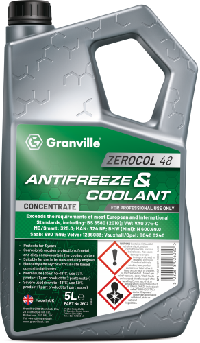 Granville 5 Litre Zerocol 48 Green Antifreeze and Coolant Concentrate 2602GRAN - 2602_GRANVILLE_ZEROCOL_48_G.png
