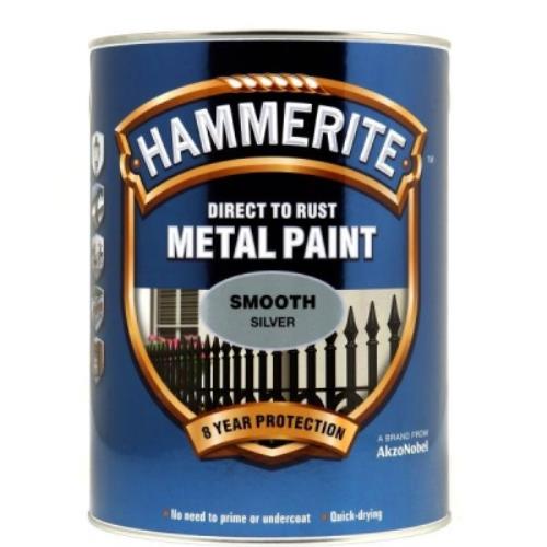 Hammerite SMOOTH SILVER Metal Paint 5 Litre 5084898 - 5084898.jpg