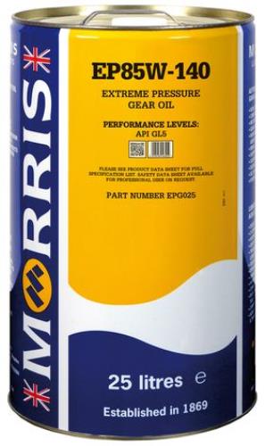 Morris Lubricants EP 85W-140 Gear Oil GL5 25 Litres EPG025-MOR - EPG025Morris_EP_85W-140_25L_Tin.jpg