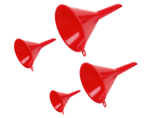 Sealey 4 Piece Economy Fixed Spout Small Funnel Set in Red F92-SEA - F92Image1.png
