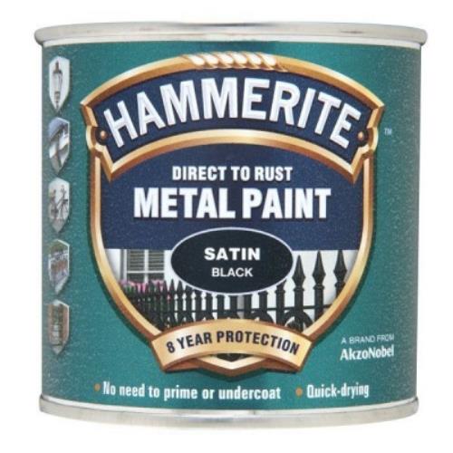 Hammerite SATIN BLACK 250 ML Tin Metal Paints HAM5084904 - HAM5084904.jpg