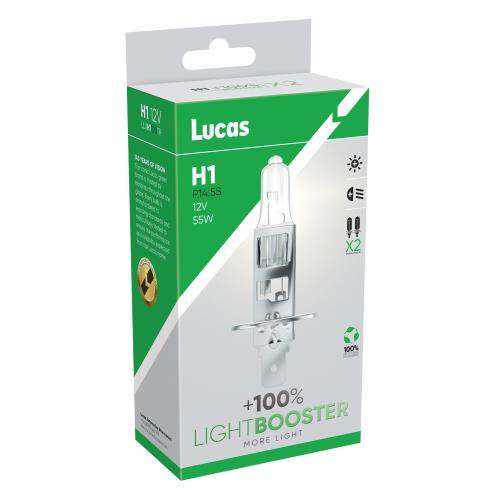 Lucas 2x LLX H1 +100% TR 12v 55w Light Booster Upgrade Bulbs LLXH1100TR - LLXH1100TR_Lucas_H1_Image_100_01.jpg