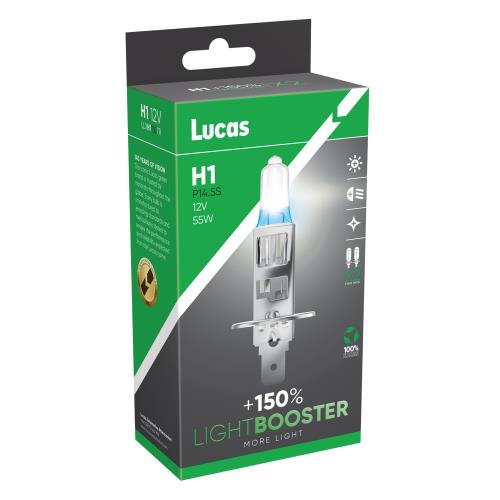 Lucas 2x LLX H1 +150% TR 12v 55w Light Booster Upgrade Bulbs LLXH1150TR - LLXH1150TR_Lucas_H1_Image_150_01.jpg