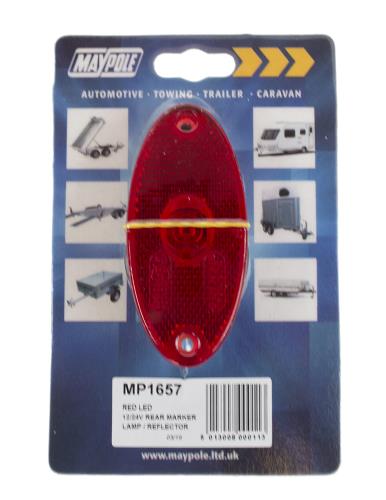 Maypole 12-24V Slim Line Oval LED Red Marker Lamp MP1657B - Maypole1657dp.jpg