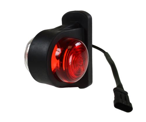 WAS 12/24V Red/White Low Outline Marker Lamp plus SS Socket MP8761BSS - Maypole8761BSS.jpg