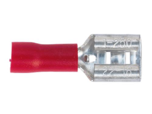 Sealey Push-On Terminal 6.3mm Female Red Pack of 100 RT21 - RT21Image1.jpg