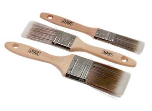 Sealey 3 Piece Wooden Handle Paint Brush Set SPBS3W-SEA - SPBS3WImage1.jpg