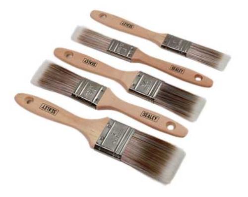Sealey 5 Piece Wooden Handle Paint Brush Set SPBS5W-SEA - SPBS5WImage1.jpg