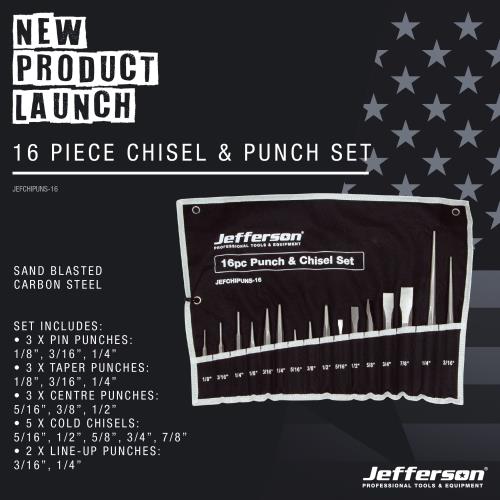 Jefferson 16 Piece Chisel and Punch Set Carbon Steel JEFCHIPUNS-16-JEF - jefchipuns-16__3.jpg