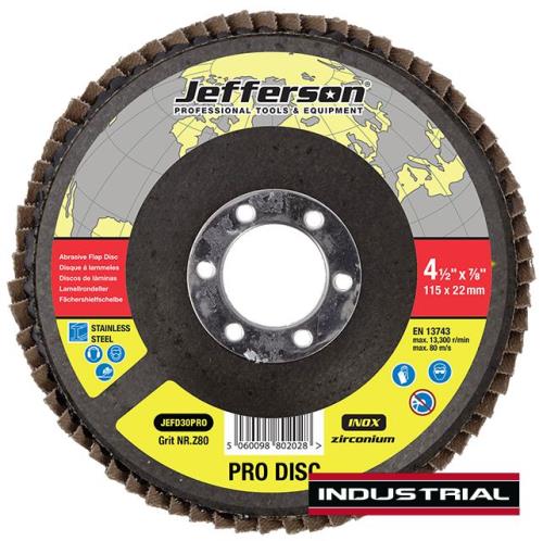 Jefferson 4.5 Inch Abrasive Flap Disc P80 Zircon 22mm Bore JEFD30PRO-JEFF - jefd30pro_1.jpg
