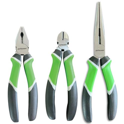 Jefferson 3 Piece Hi-Vis Plier Set (Side Cut Long Nosed Combination) JEFPLIGENH-03-JEF - jefpligenh-03.jpg