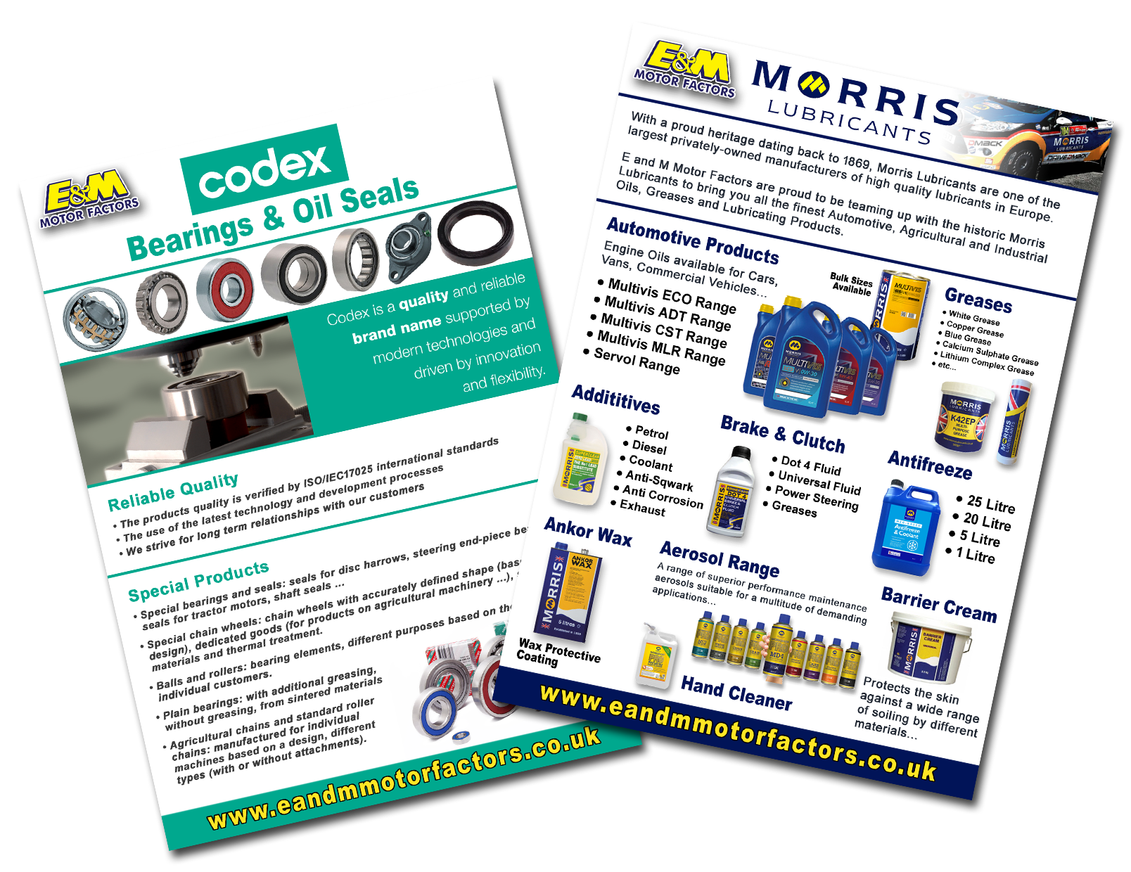 Promotions and Leaflets available in store for major brands including: Millers Oils, Codex Bearings and Seals, Sealey, SIP, Draper